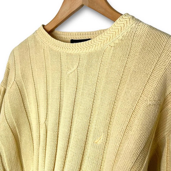 Nautica Men's Vintage Cotton Sweater Cable Knit Pullover Large - Picture 2 of 6